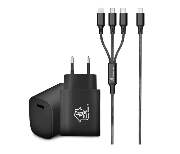 ExtraLink Smart Life SET03 Kabel 3w1 1,2m ładowarka 12 W PD3.0 czarny - 1550955 - zdjęcie